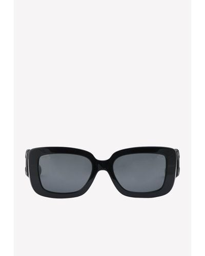 Chanel Logo Rectangular Sunglasses - Black