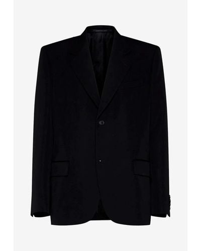 Balenciaga Single-Breasted Wool Blazer - Black