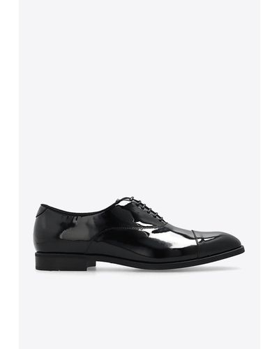 Emporio Armani Patent Leather Oxford Shoes - Black