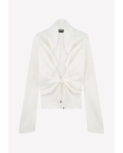 Tom Ford Stretch Cady Ruched Top - White