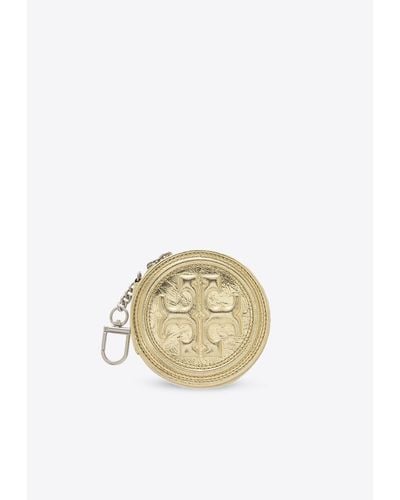 Tory Burch Fleming Soft Metallic Coin Pouch Key-Ring