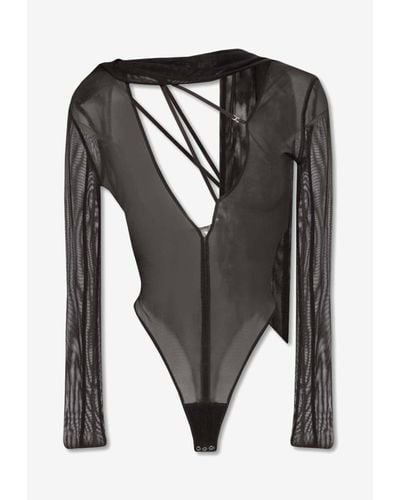 Jacquemus Le Body Abanaba Sheer Strappy Bodysuit - Black