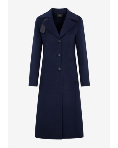 Akris Single-Breasted Faby Cashmere Coat - Blue