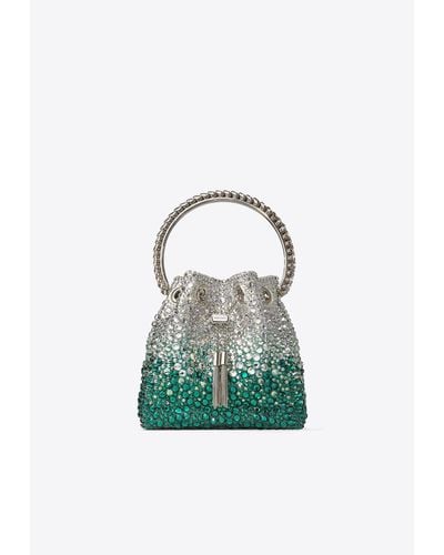 Jimmy Choo Crystal-Embellished Bon Bon Bucket Bag - Green