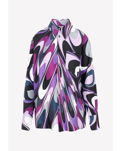 Emilio Pucci Onde-print Silk Twill Shirt - Purple