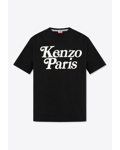 KENZO Logo-Printed Crewneck T-Shirt - Black