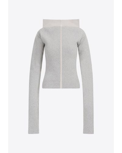 Rick Owens Cowl-Neck Cashmere Knit Sweater - White