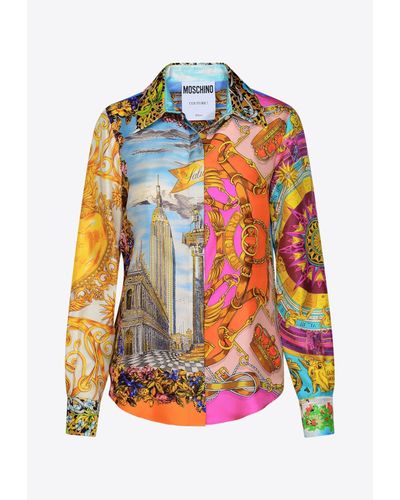 Moschino Scarf Print Silk Shirt - Multicolour