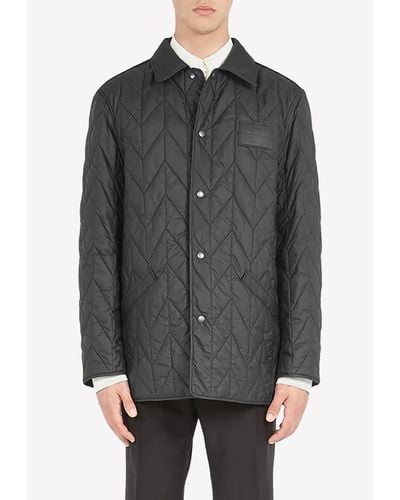 Ferragamo Logo Patch Quilted Jacket - Gray