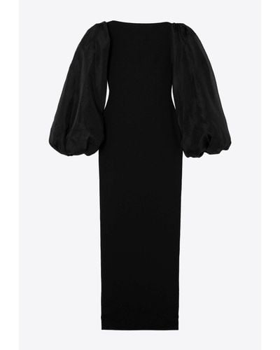 Solace London Karla Crepe And Organza Maxi Dress - Black