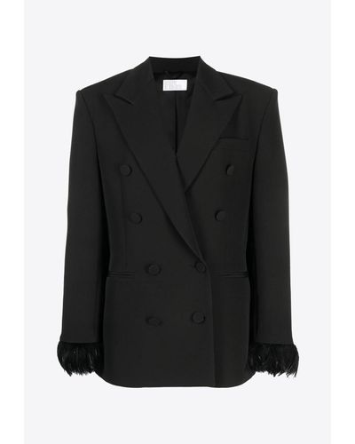 Guiseppe Di Morabito Double-Breasted Blazer With Feather Cuffs - Black