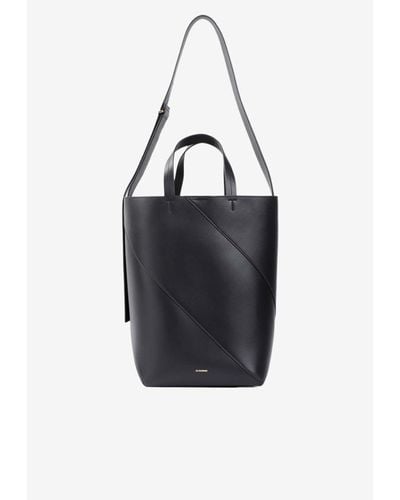 Jil Sander Vertigo Leather Tote Bag - Black