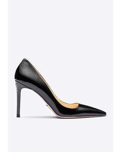 Prada 100 Patent Leather Court Shoes - White
