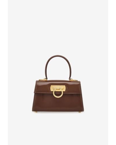 Ferragamo Small Iconic Top Handle Bag - Brown