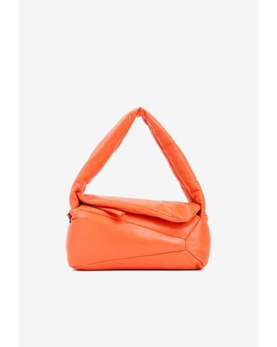 Loewe Puffer Puzzle Hobo Bag In Nappa Leather - Orange