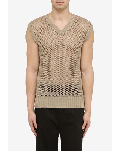 Tagliatore Knitted Sleeveless T-Shirt - Natural