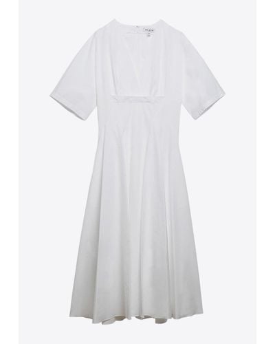 Alaïa V-Neck Midi Dress - White