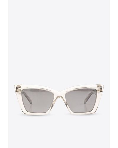Saint Laurent Logo Cat-Eye Sunglasses - White