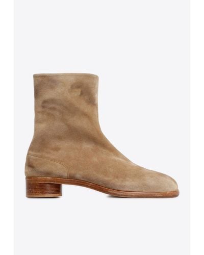 Maison Margiela Tabi Suede Leather Ankle Boots - Natural