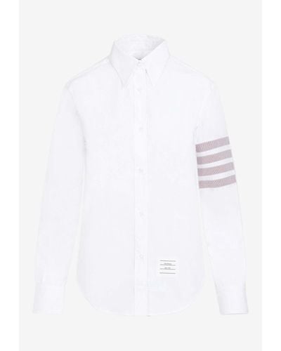 Thom Browne 4-Bar Long-Sleeved Shirt - White