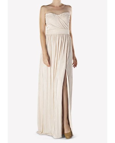 Jonathan Simkhai Rory Pleated Strapless Gown With Crossover Front - Pink