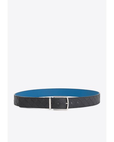 Bottega Veneta Reversible Intrecciato Leather Belt - Blue