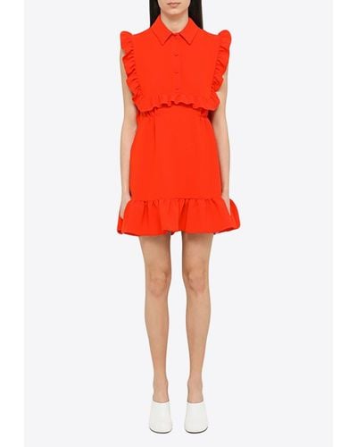 Sportmax Ferito Ruffled Mini Dress - Red