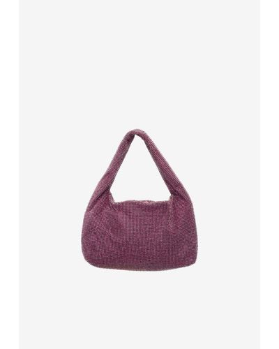 Kara Mini Crystal Mesh Shoulder Bag - Purple
