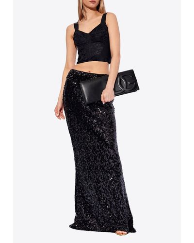 Dolce & Gabbana Sequined Maxi Mermaid Skirt - Black