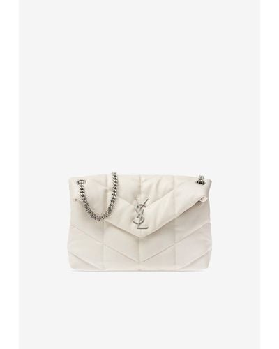 Saint Laurent Medium Puffer Nappa Leather Shoulder Bag - White