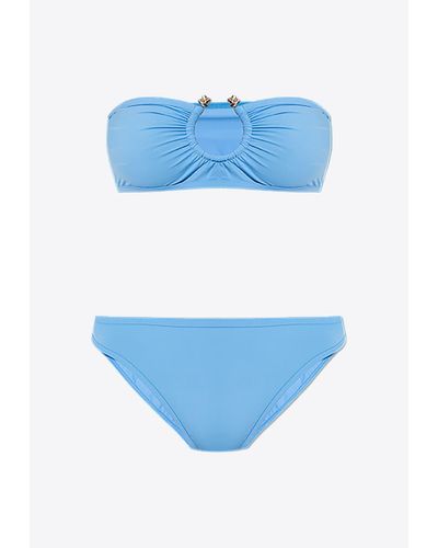 Bottega Veneta Knot Ring Bandeau Bikini - Blue