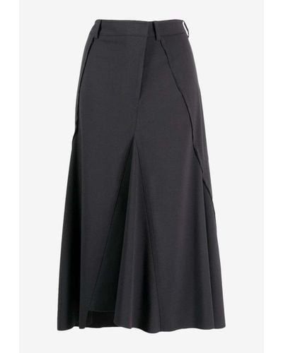 Low Classic Mermaid Asymmetric Midi Skirt - Black