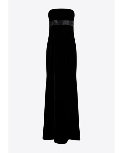 Giorgio Armani Strapless Crystal-Embellished Maxi Dress - Black