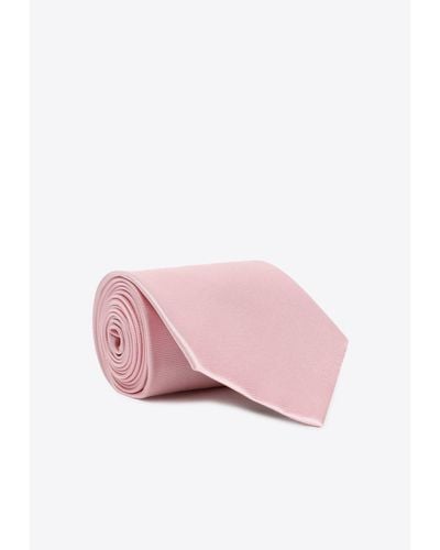 Tom Ford Silk Logo-Embroidered Woven Tie - Pink