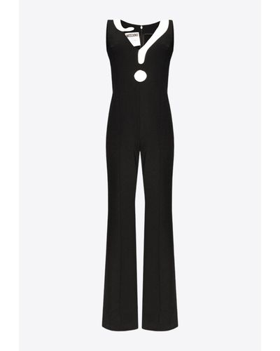 Moschino Question Mark-Patch Sleeveless Jumpsuit - Black