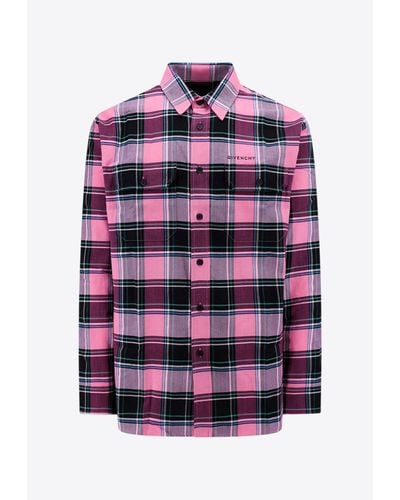 Givenchy Plaid Check Long-Sleeved Shirt - Pink