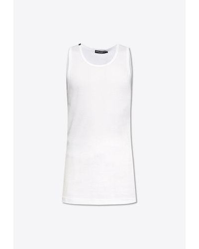 Dolce & Gabbana Logo Tag Fine-Rib Tank Top - White