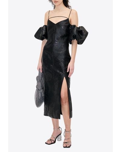 Stine Goya Ditta Off-Shoulder Midi Dress - Black