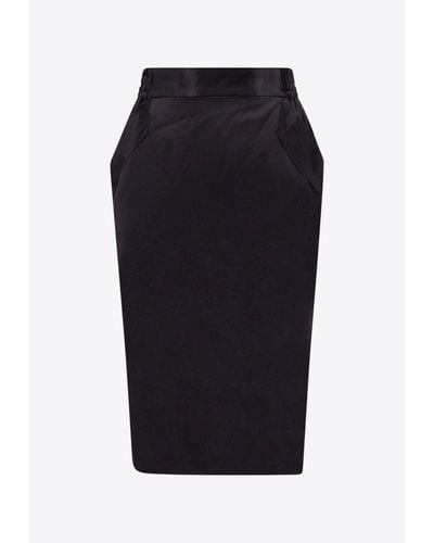 Saint Laurent Silk Satin Crepe Pencil Skirt - Black