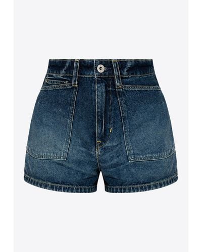 KENZO High-Waisted Mini Denim Shorts - Blue