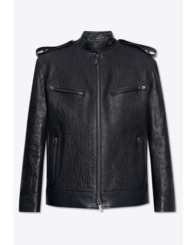 Burberry Zip-Up Leather Jacket - Black