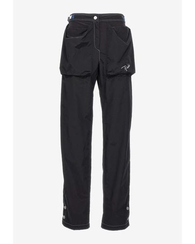 Emilio Pucci Logo-Embroidered Cargo Trousers - Blue