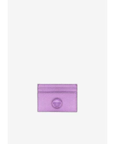 Versace La Medusa Leather Cardholder - Purple