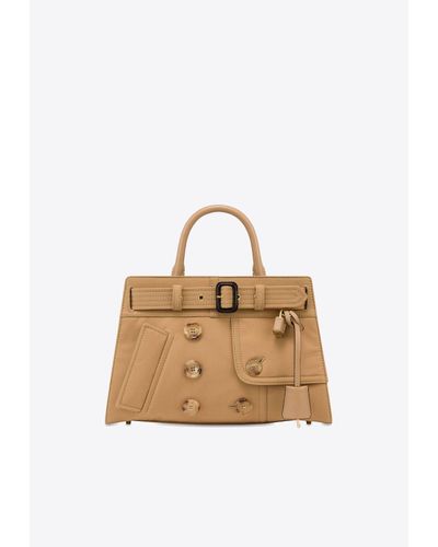 Moschino Trench Top Handle Bag - Natural