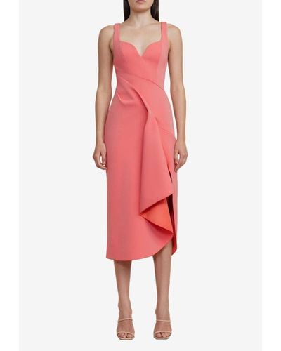 Acler Gowrie Draped Midi Dress - Red