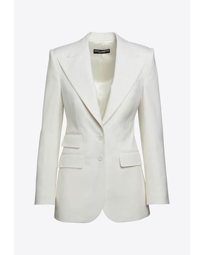 Dolce & Gabbana Single-Breasted Wool Blazer - White