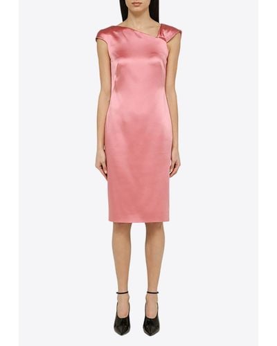 Givenchy Asymmetrical Satin Midi Dress - Pink