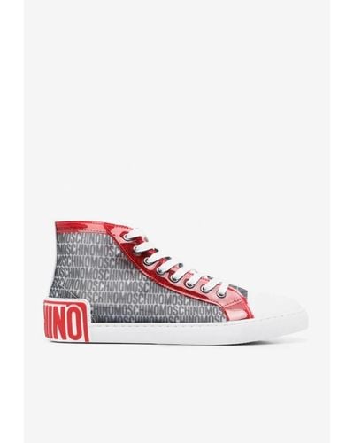 Moschino Lost & Found Mesh High-Top Trainers - White