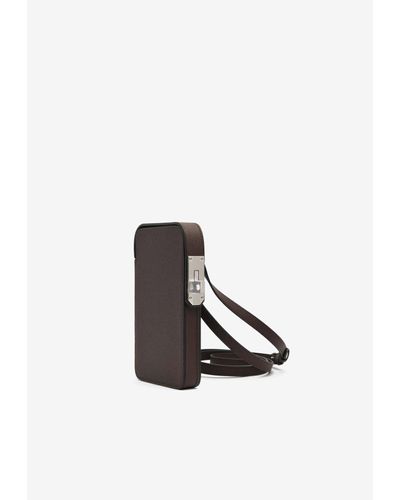 Hermès Hac A Box Phone Case In Rouge Sellier Epsom With Palladium Hardware - White