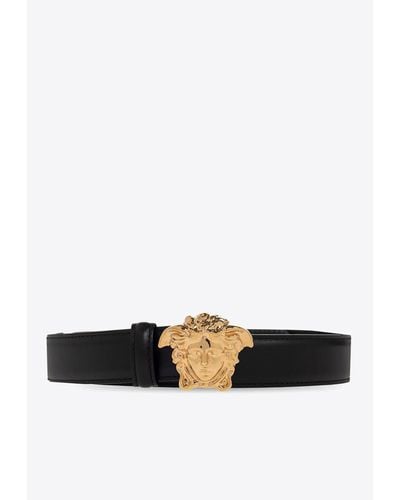 Versace Medusa Head Leather Belt - White